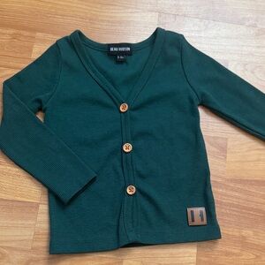 Beau Hudson Baby Boy hunter green 6-9 Cardigan Ribbed‎ Sweater Logo